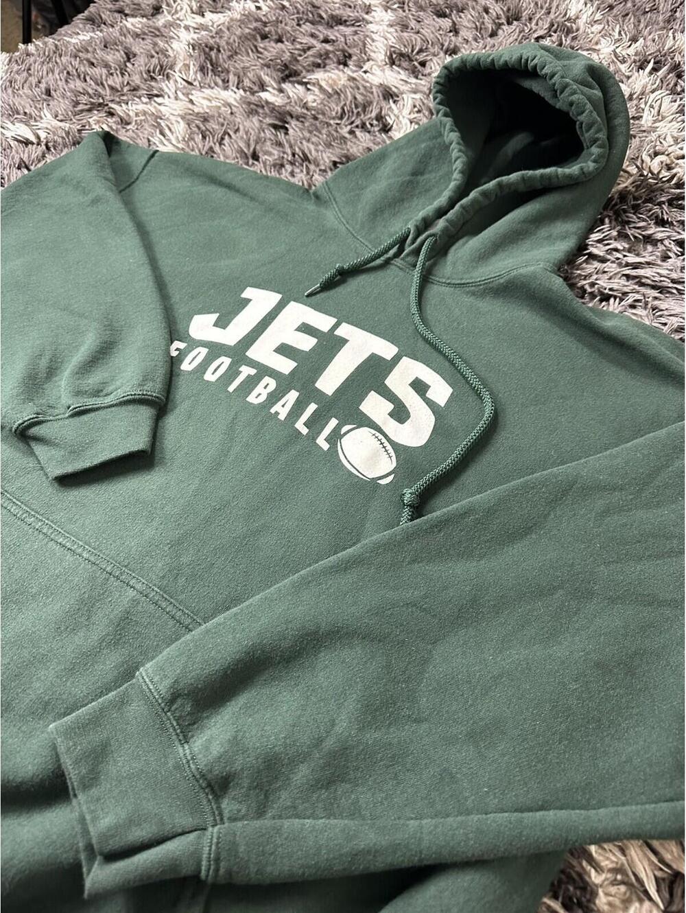 New York Jets Football Hoodie Mens XL Green Gildan Heavy Blend Pullover